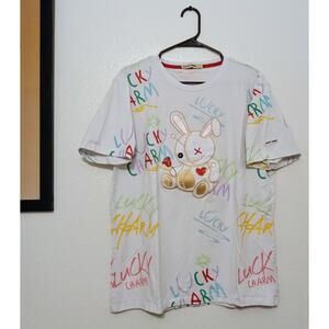 RARE Men's Lucky Charm Original Embroidered All Over Print Graffiti T Shirt SZ L